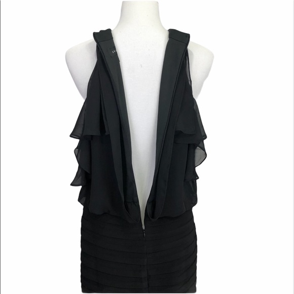 Scarlett halter neck chiffon tiered bodice back zip black dress size 8T - Picture 6 of 11